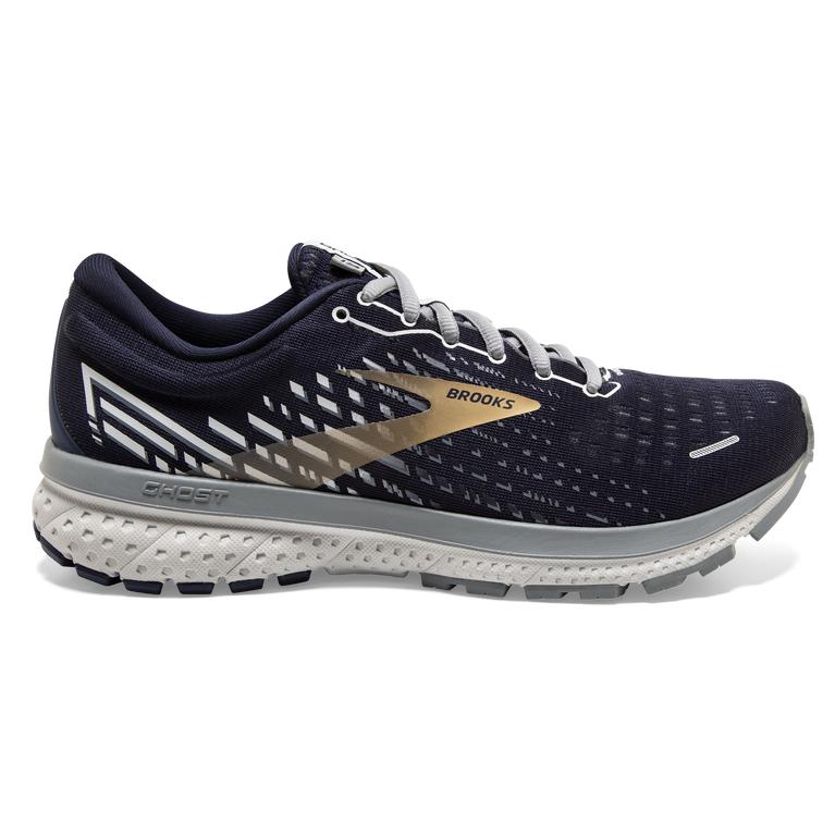 Brooks Ghost 13 Mens Road Running Shoes - Peacoat/Grey/Gold - Indonesia (MFRA-59701)